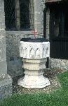 Font alongside the porch
